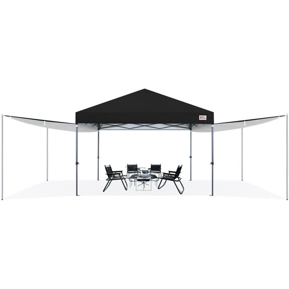 MASTERCANOPY 10’ x 10’ Pop-up Canopy Tent with 2 Detachable Side Shades, Black