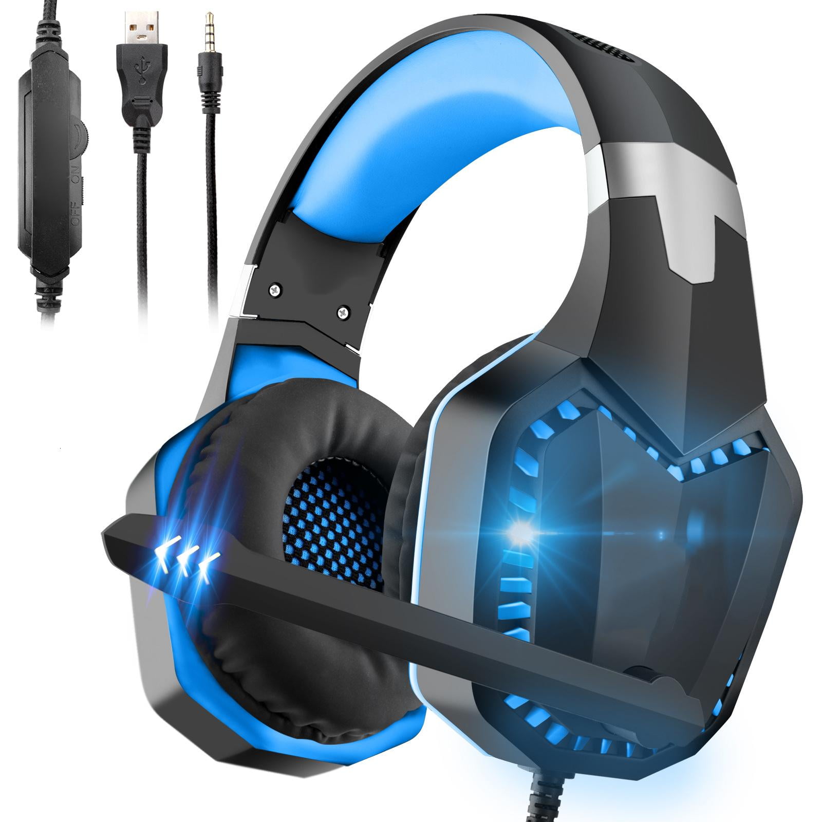 3.5mm Wired Gaming Headphone Good Sound Quality Over-Ear Headset with Microphone Soft Memory Earmuffs