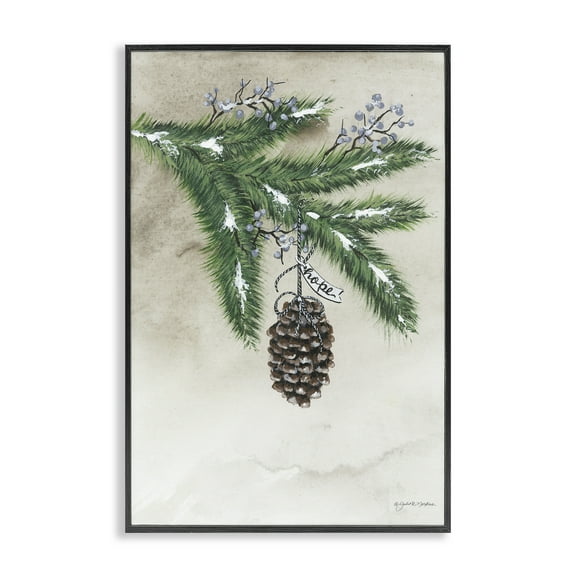 Stupell Industries Dangling Rustic Pine Cone Botanical & Floral Painting Black Framed Art Print Wall Art, 12 x 18