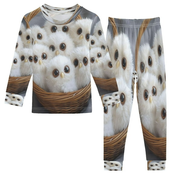 BZSMCE Unisex Pajama Set Snug-Fit Cotton Sleepwear Adorable Fluffy Owl Family Printed