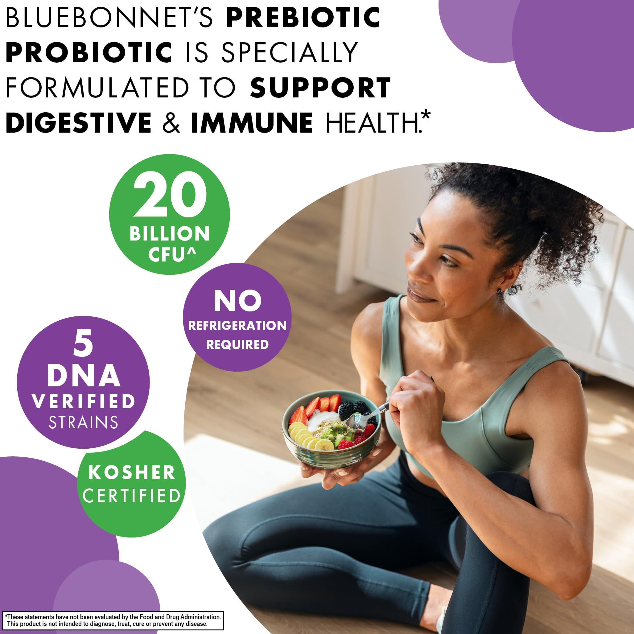 Bluebonnet Prebiotic Probiotic 20 Billion CFU^ Shelf Stable Gut Health*, Kosher 30 Days