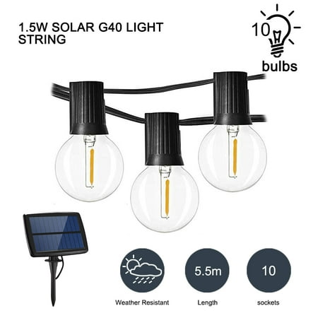 Lemonbest G40 Globe Solar String Lights 10 Clear Led Bulbs Vintage Backyard Patio Hanging Indoor Outdoor Canada Lemonbest G40 Globe Solar String Lights, Vintage Patio Lanterns Canada