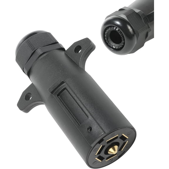 7 Pin Trailer Plug,Car Accessories 7 Way Trailer Plug,Trailer Light Adapter with Waterproof Seal,Heavy Trailer Plug Adapter,Round RV Style Trailer Connector,Suitable for RV Trailer
