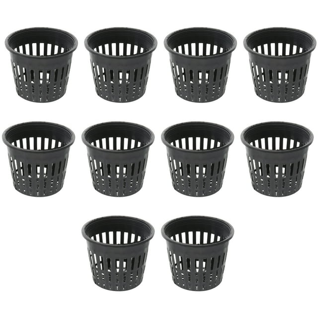 10PCS Plastic Succulent Pot Mini Mesh Multi-small Planting Basin Hydroponic Mesh Cup Round Succulent Flower Pot Garden Accessories (Black)