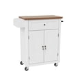 thumbnail image 4 of HLR Small Kitchen Islands Table with Storage, Rolling Wood Microwave Cart on Wheels for Dining Room, White, 4 of 17