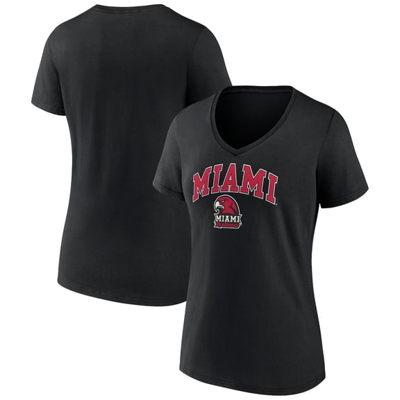 Women's Black Miami University RedHawks Campus V-Neck T-Shirt