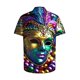 thumbnail image 4 of Camisas de Manga Larga para Hombres, Mardi Gras Imprimir Botón Solapa Camisa Casual, Fiesta Superior, 4 of 9