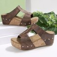 thumbnail image 4 of LOVZFMLL Wedge Sandals for Women Casual Summer Beach Vacation Outdoor Walking Platform Sandals Slip On Open Toe Clogs Brown 7.5, 4 of 9