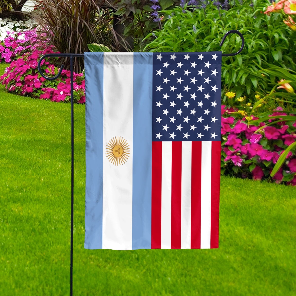 American Argentine Flag Argentina Friendship U.S.A Memorial Day Patriotic For House Flag, Double-Sided Decorative Outdoor Flag, Patriotic Polyester Yard Flag 29.5 x 39.5 in