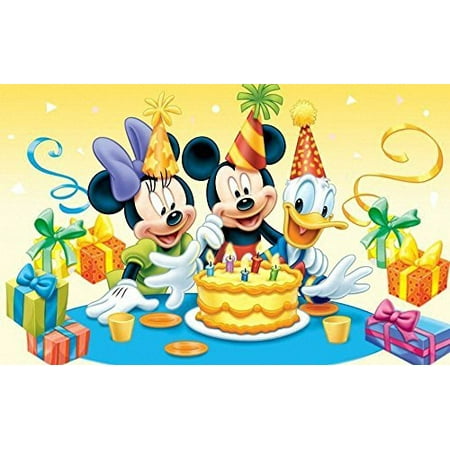 Mickey Minnie Mouse Donald Disney Birthday Party Edible Image Photo Event 1/4 Quarter Sheet Cake Topper Personalized Custom