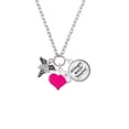 thumbnail image 2 of Delight Jewelry Silvertone Caduceus - RNP - Hot Pink Heart Nurse Strong Zoe Necklace, 2 of 4