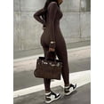 thumbnail image 2 of Zipper Tight Fit Women Long Sleeve Stand Collar Unitard Jumpsuit, 2 of 5