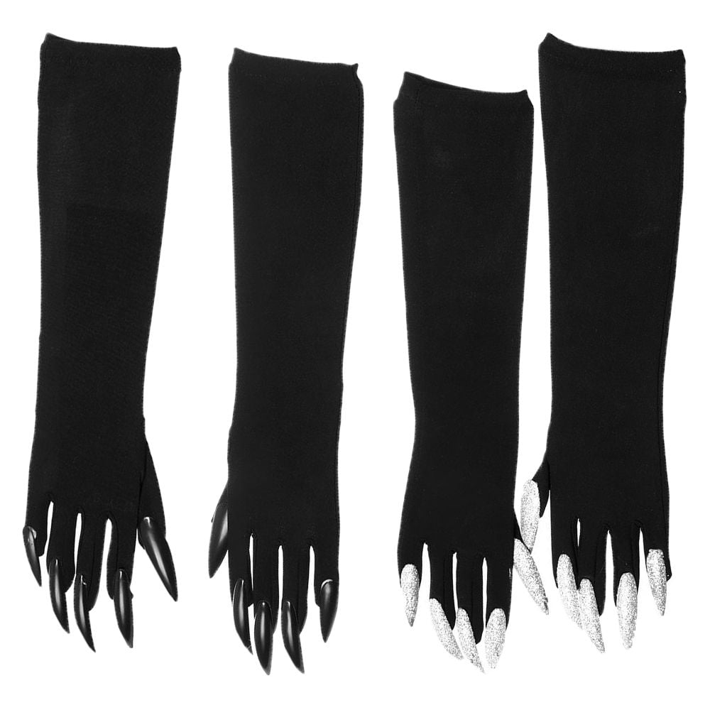 2Pairs Fashion Ghost Claw Long Black Long Nails Dress Up Gloves