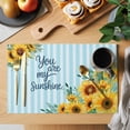 thumbnail image 2 of Spring Sunflower Placemats Set of 4, You Are My Sunshine Leaf Blue Striped Non-Slip Place Mats Washable Table Mats for Kitchen Dining Table Decorations Indoor/Outdoor, 2 of 9