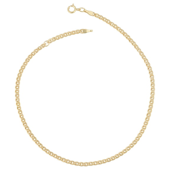 KoolJewelry 10K Yellow Gold 2.35 mm Link Chain Adjustable Length Anklet (adjusts to 9 or 10 inch)
