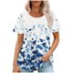 thumbnail image 1 of Tops Cortos para las Mujeres Cuello Redondo Suelto Impreso de Manga Corta, Tops Sueltos para las Mujeres, 1 of 5