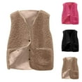 thumbnail image 3 of gcong Vest Boys Girls Winter Warm Jacket Solid Lightweight Vest Sleeveless Tops Gilet Teddy Coat Toddler Fluffy Fuzzy Sherpa Outwear with Pocket Brown, 3 of 7