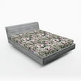 thumbnail image 2 of Ambesonne Exotic Fitted Sheet, Vintage Hibiscus Floral Art, King Size, Olive Green and Pink, 2 of 5