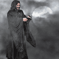 thumbnail image 4 of Black Wizard Robe with Hood and Sleeves, Halloween Party Costume for Adults, Velvet Lined in BLUE Satin Cosplay, 64" Cloak, 4 of 6