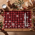 thumbnail image 3 of Smile Snowflake Buffalo Check Plaid Christmas Placemats 4-Pack 12 x 18 Inch, 3 of 7