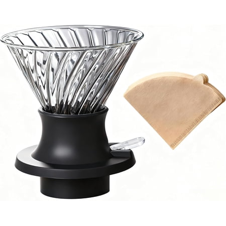 WAAYEE Clever Coffee Dripper V60 Brewer, One-Touch Switch Control, French Press Soak & Fast Release, Borosilicate Glass+BPA-Free, Easy Clean Hybrid System for Beginners