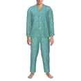 thumbnail image 3 of Zufioo Teal Green Glitter Mens Pajamas Set, Mens Long-Sleeved Pajama and Pajama Pants,Pajamas Para Hombres,Men's Sleepwear-Small, 3 of 7