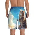 thumbnail image 3 of Yiaed Blue Sky Winged Cat Print Men's Swim Trunks with Lining Quick Dry Sports Shorts Beach Shorts Boardshorts-XX-Large, 3 of 5