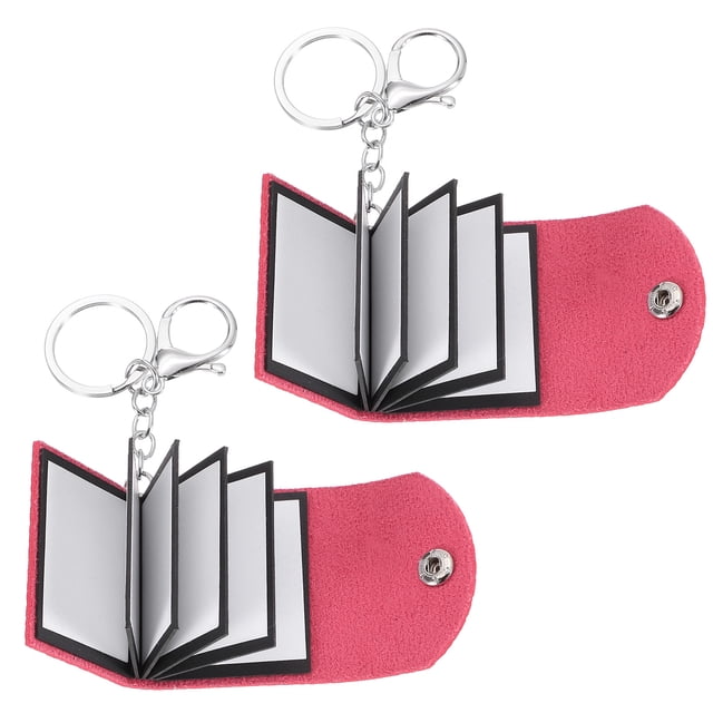 2Pcs Llavero de álbum de fotos mini de cuero personalizado con 10 fotos Rojo oscuro