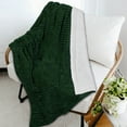 thumbnail image 6 of PAVILIA Reversible Sherpa Fleece Throw Blanket Emerald Green, Plush Flannel Throw, Ultra Soft Warm Ribbed Microfiber Blanket for Sofa Couch Bed, Luxury Thick Striped Blanket, Green, 50x60, 6 of 7