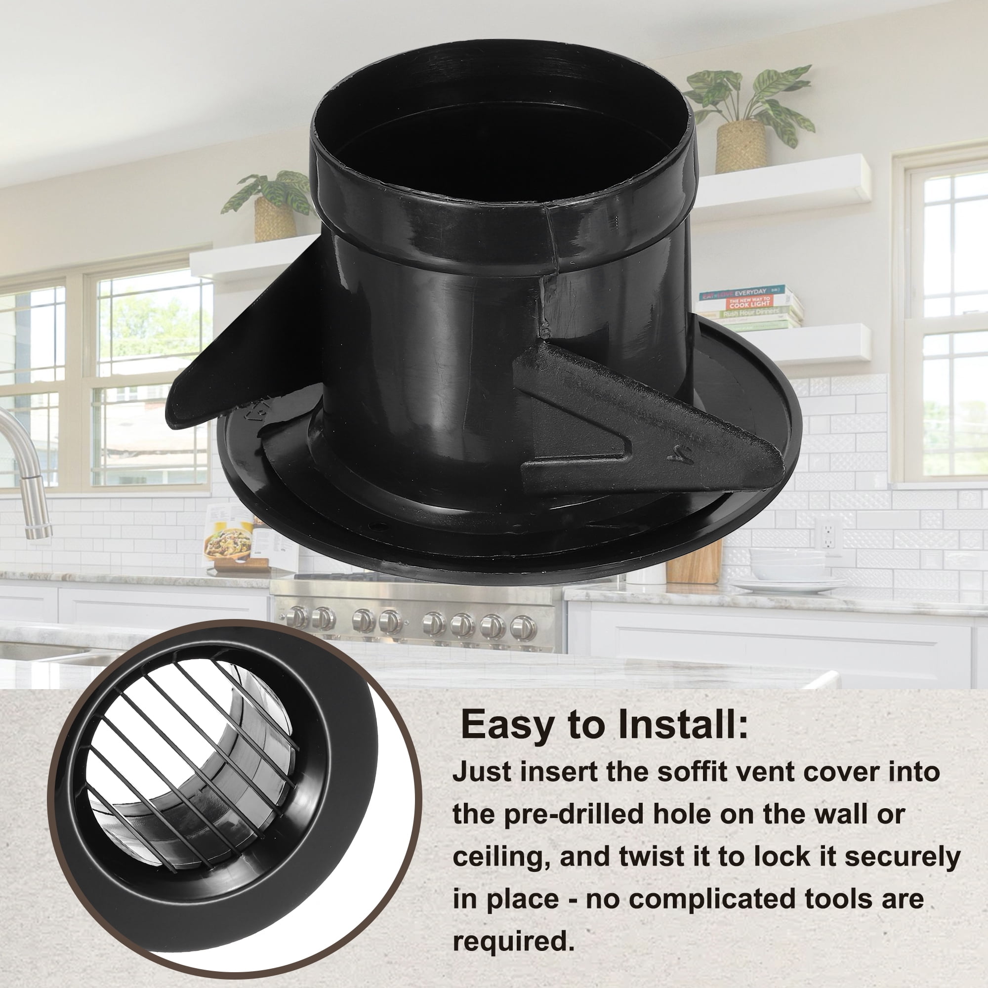Uxcell Round Air Vent Cover, Soffit Vents ABS Ceiling Vent Covers Air Vent Louver for Living Room Greenhouse 3 Inch