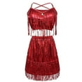 thumbnail image 6 of hotojiny Women 2 Piece Sparkly Sequin Dance Outfits Tassels Bodycon Crop Top Mini Dress Clubwear Skirt Set, 6 of 6
