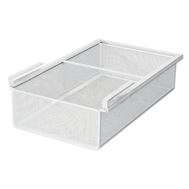 Cesta de malla portátil de metal para colgar en el armario, con cajón extraíble, contenedor decorativo S Blanco