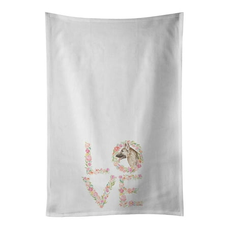 

German Shepherd #3 LOVE White Kitchen Towel Set of 2 19 in x 28 in