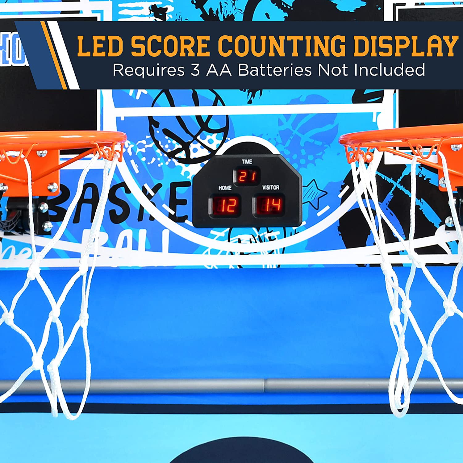 Buy SereneLife Dual Hoop Basketball Shootout Indoor Home Arcade Room Game  with Electronic LED Digital Double Basket Ball Scoreboard & Play Timer  Fold-up Court Shooting Sports for Kids&Adults Player Online at  desertcartINDIA