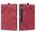 thumbnail image 2 of FJLBDE Case for Samsung Galaxy Tab S10 FE+/FE Plus 13.1 inch SM-X620/X626B with Stand, Card Slot, Embossed Cat PU Leather Cover, Red, 2 of 7