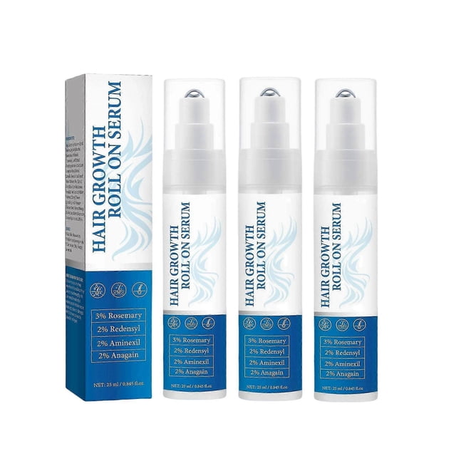 3X Hair Growth Serum Roll On with Rosemary Nourishing Scalp Hair Treatment Promotes Growth Reduces Hair Loss 25ML
