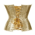 thumbnail image 3 of Corset Top for Women Plus Size Faux Leather Gothic Overbust Corset Top Gold Corset Size XS, 3 of 5