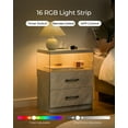 thumbnail image 4 of LED Nightstand with 2 Drawers White Bedside Table for Bedroom Furniture, End Side Table with Charging Station and Adjustable LED Lights, Modern White Night Stand, 18''W x 12''D x 22''H, 4 of 15