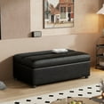 thumbnail image 6 of Harper & Bright Designs Twin Size Folding Ottoman Sleeper Bed with Mattress, PU Convertible Guest Bed, Black, 6 of 9