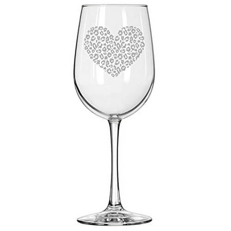 

Wine Glass for Red or White Wine Leopard Print Heart Love (16 oz Tall Stemmed)