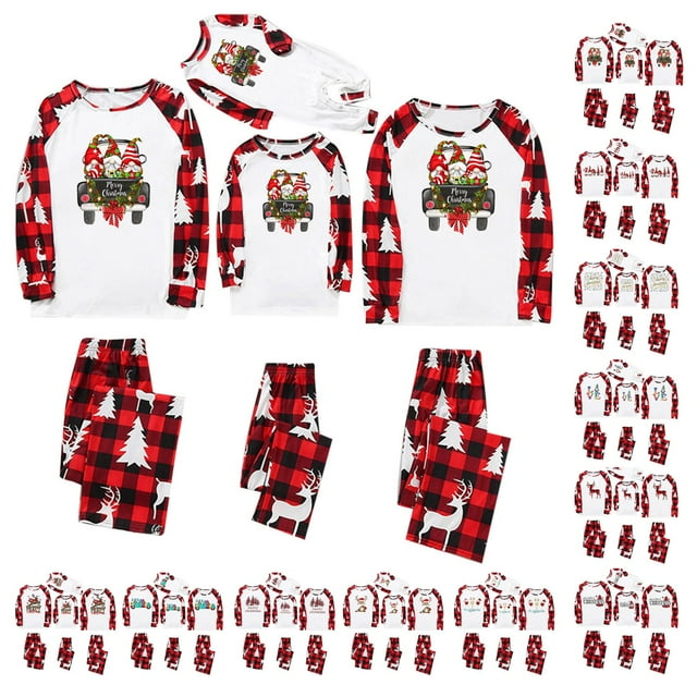 Pyjamas de Noël Assortis pour la Famille 3 Lutins de Noël Assortis Tenues Familiales, Pyjamas Durables Assortis pour un Style Familial Cohérent (Rouge)