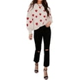 thumbnail image 4 of Hirigin Store Women's Valentine's Day Casual Knitwear Long Sleeve O Neck Heart Print Knit Sweater, 4 of 9