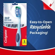 Colgate 360 Deep Clean Toothbrush Pack, Soft Adult Toothbrushes, 5 Pack
