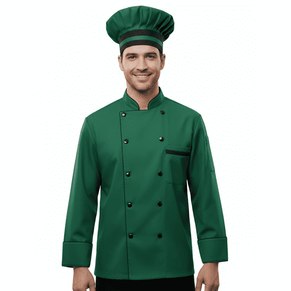 Multicolor with Black Trim, 3/4 Sleeve Chef Coat (Men's XS-6XL)
