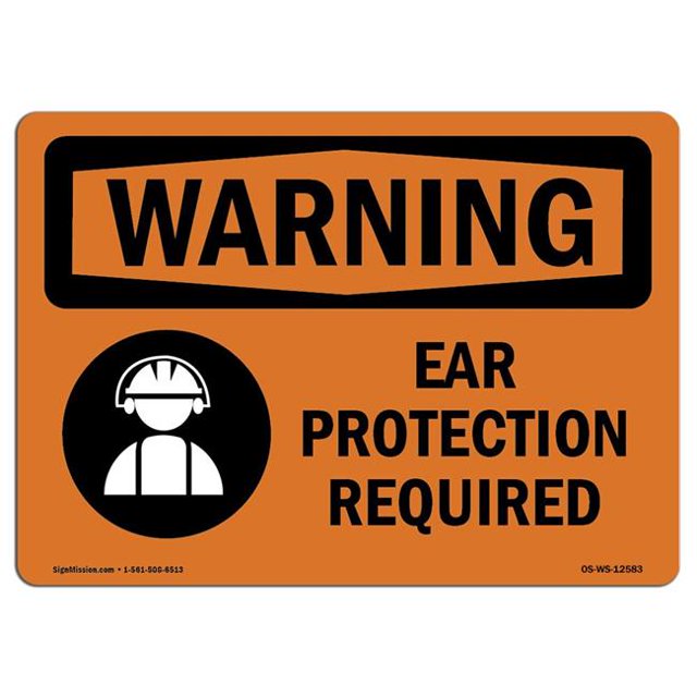 SignMission OS-WS-A-1218-L-12583 Panneau d'Avertissement OSHA 12 x 18 Po - Protection Auditive Requise