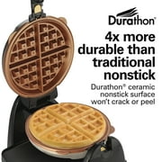 Hamilton Beach Durathon Belgian Waffle Maker with Removable Non-Stick Grids, Roataing Waffle Iron, Stainless Steel