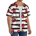 thumbnail image 4 of JUNZAN Mens Casual Button Down Shirts Short Sleeve Ladybugs on Black and White Striped1 Print Shirt-4X-Large, 4 of 7