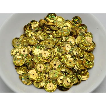 U8MO 2000 Gold Hologram 10mm CUP round loose sequins Paillette sewing Wedding craft