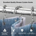 thumbnail image 3 of Siaomo Shower Curtain Rings Hooks, Premium Stainless Steel, Rustproof, Easy Glide, for Bathroom Shower Rods Curtains - Double Hooks-Set of 12, Chrome, 3 of 10