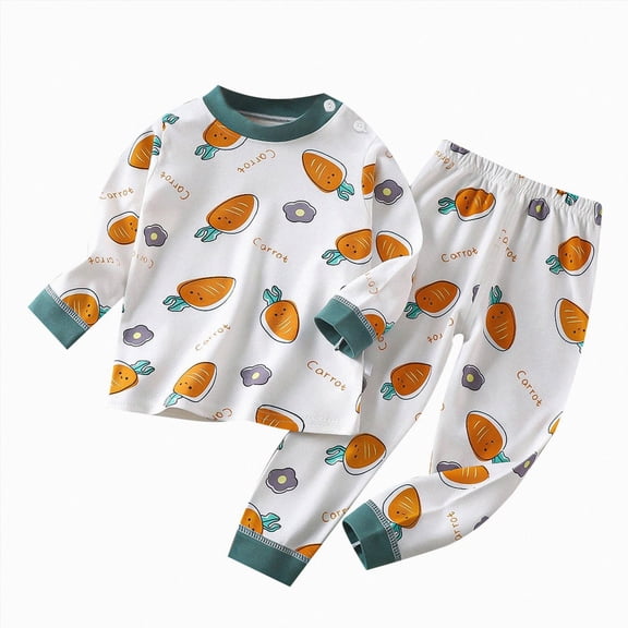 WUANDIXFA Toddler Boys Snug Fit Top and Pants Pajama Set, 2-Piece Kids Clothes Tops and Pants Set Toddler Pajamas Girl,White,12-18 Months